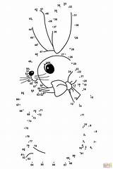 Dot Easter Bunny Rabbit Coloring Pages Printable Dots Skip Drawing Color April Puzzle sketch template