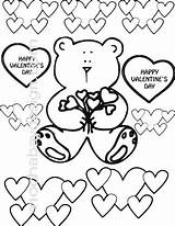 Coloring Printable Flowers Bear Valentine Hearts Valentines Bears Heart Kids Holiday sketch template