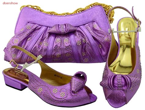 Doershow Shoes And Bag Set African Sets L Purple African Shoe And Bag