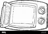Cartoon Microwave Alamy Oven Stock Outlined Open sketch template