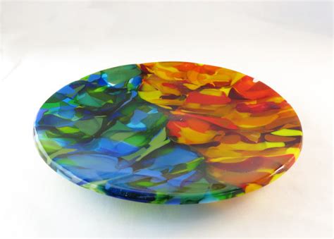 Semi Circles Fused Glass Plate Etsy Fused Glass Plates Fused Glass