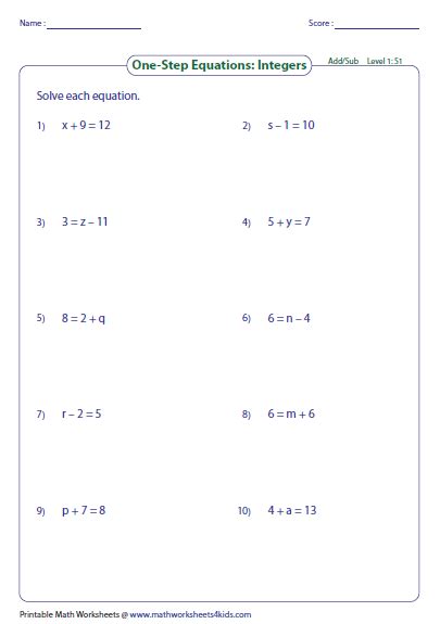 step equation addition  subtraction