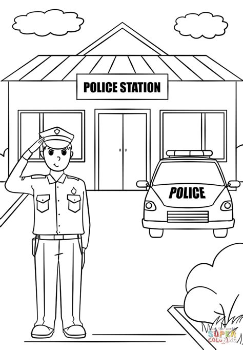 police station coloring page  printable coloring pages