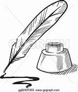 Inkwell Clipart Pen Quill Clipground Sketch sketch template