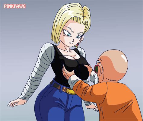 rule 34 android 18 animated artist name bald belt blonde hair blue