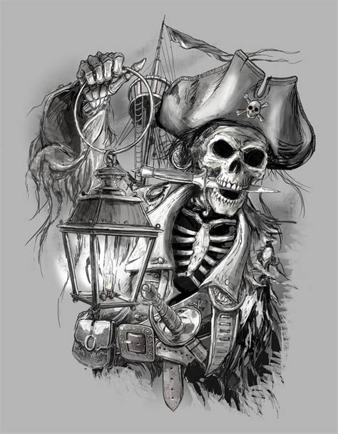 54 Pirate Tattoo Designs And Ideas Pirate Tattoo Pirate Ship