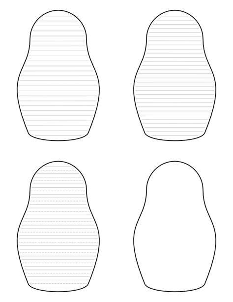 printable russian doll shaped writing templates