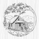 Svg Cabin Woods Drawing Mountain Cricut Etsy Cabins House  sketch template