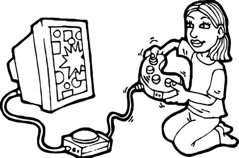 nice girl big playing computer games coloring page coloring pages