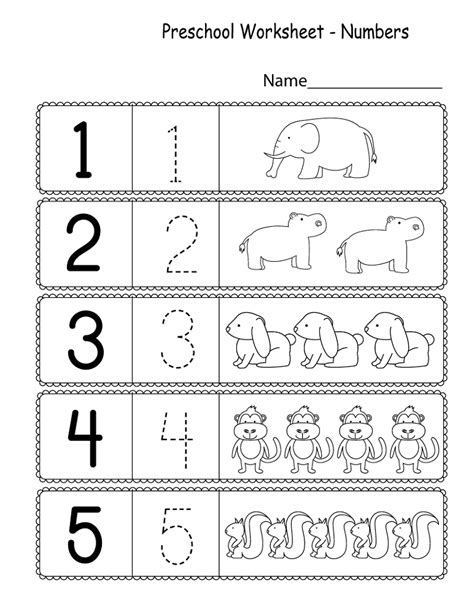 printable number worksheets  kindergarten