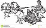 Chariot Romana Biga Pulled Caballos Carruagem Gladiatori Vetor Ilustração Ilustracion Tattoo sketch template