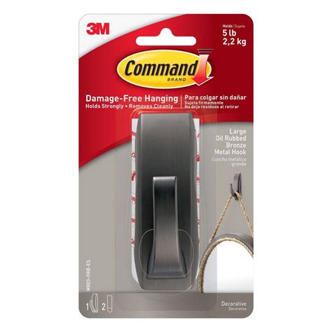command modern reflections large oil rubbed bronze metal hook  hook
