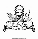 Barbershop Drawn Cut Shaves Engraving Barber Cutting sketch template