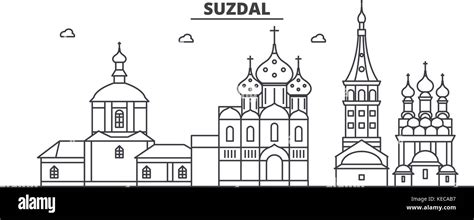 russland suzdal architektur linie skyline abbildung linear vector