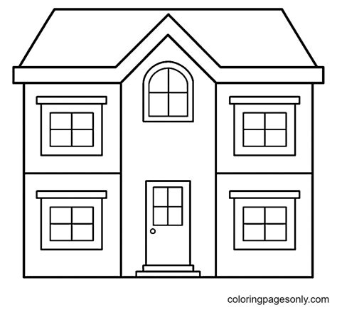simple house coloring page