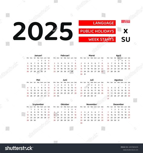 indonesia calendar  week starts sunday
