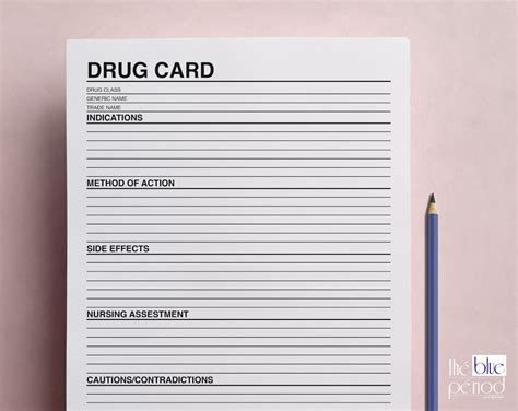 printable pharmacology drug card template printable word searches
