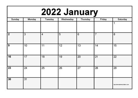 printable calendar january  templates  word excel