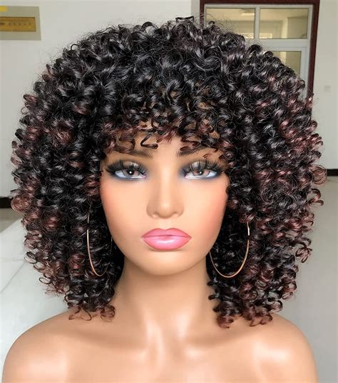Buy Annivia Curly Afro Wig With Bangs Short Kinky Curly Wigs For Black
