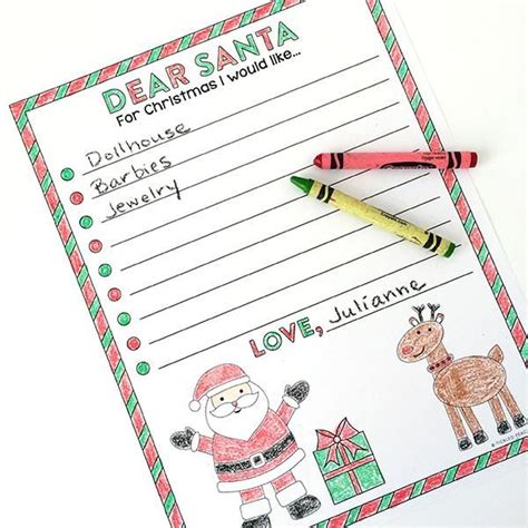 printable santa  list santa  list kids christmas list