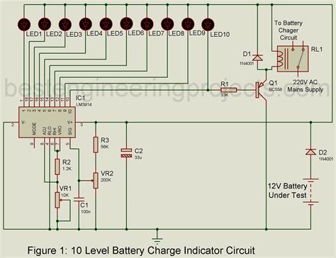 level battery charge indicator circuit engineering projects