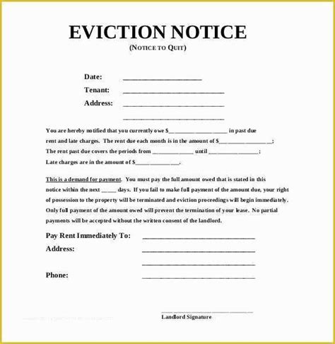 printable eviction notice template   eviction notice templates
