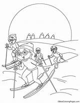 Skiing Alpine sketch template