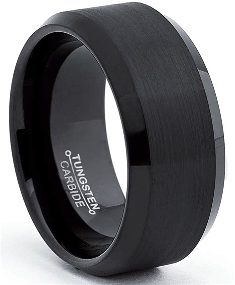 tungsten carbide black mens wide tungsten carbide band ring mm