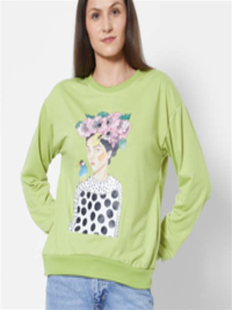 buy urbanic women green graphic print sweatshirt sweatshirts