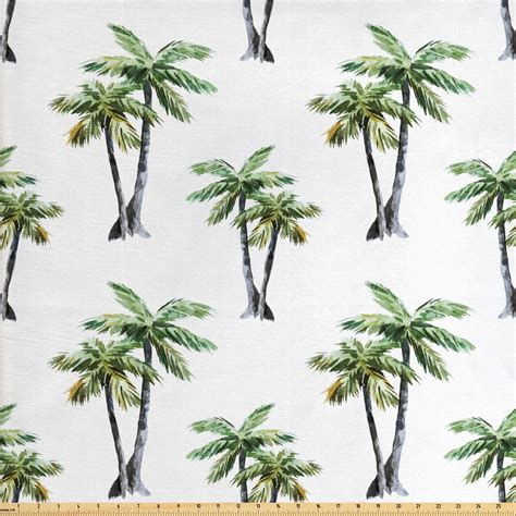 palm tree fabric   yard botanical watercolor artwork  hawaiian