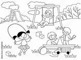 Playground Coloring Childrens Stock sketch template