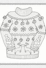 Sweater Colouring Turtleneck Snowflake sketch template