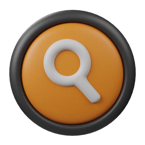 rendered search button icon  orange color  black border