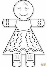 Gingerbread Girl Coloring Printable Template Pages Drawing Supercoloring Paper sketch template