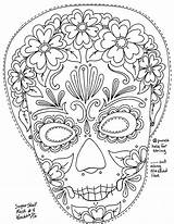 Coloring Pages Skull Dead Masks Mask Sugar Printable Calaca Skulls Color Women Dia Muertos Los Yucca Sheets Adult Wenchkin Flats sketch template