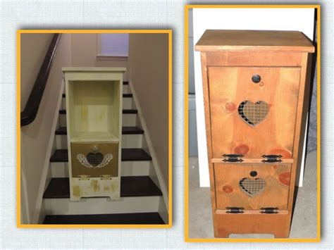 wooden cabinets sitting      front   stair case  hearts