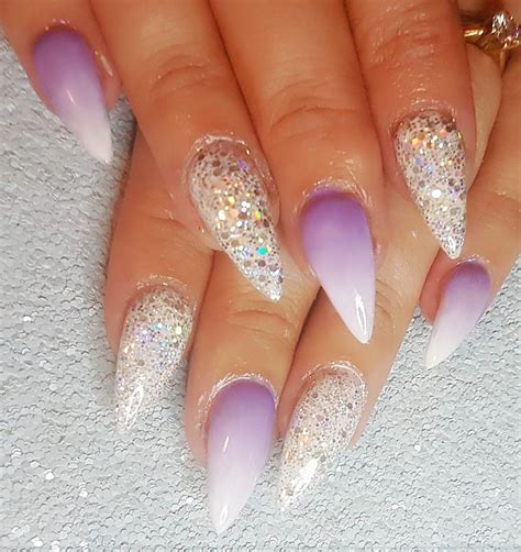 Purple Ombre And Glitter Acrylic Sculpted Nails Fall Nail Colors