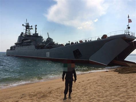 russian navy ropucha class large landing ship tsezar kunikov seen