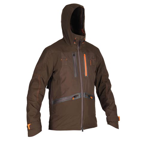 waterproof hunting jacket brown solognac decathlon