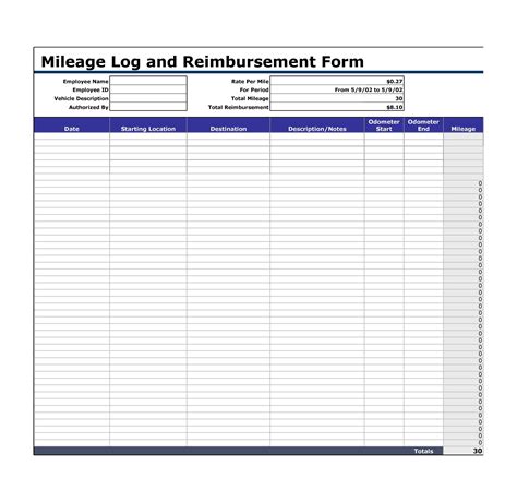 mileage log templates   printable word excel  formats