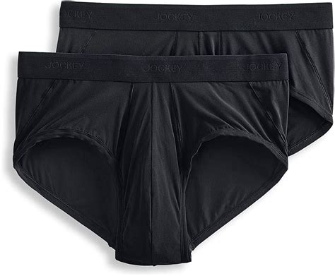 Jockey Mens Underwear Ultrasmooth Nylon Brief 2 Pack Black Xl At