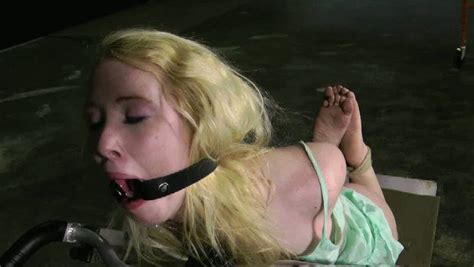 hogtied slender submissive blondie gets mouthfucked hard enough