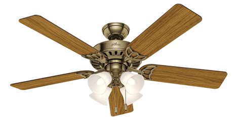 hunter fans studio series  light  indoor ceiling fan  antique brass