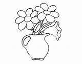 Coloring Vase Daisies Daisy Coloringcrew Pages Nature sketch template