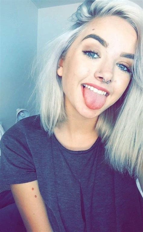 image result for pretty girls with piercings platinum blond nose
