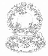 Coloring Tea Party Elegant Pages Book Adult Colouring Choose Board sketch template