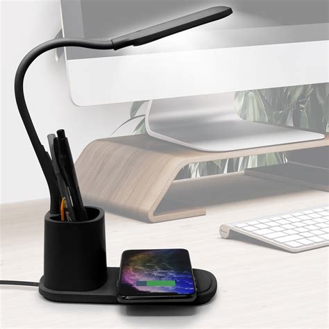 aduro  light led desk lamp  wireless charger organizer black walmartcom