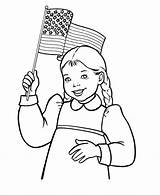 Coloring July Pages Flag Fourth 4th Independence Kids American Print Printable Usa Color Girl Sheets Activities Printables Waving Holding Holidays sketch template