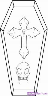 Coffin Draw Drawing Casket Step Sketch Cartoon Cool Drawings Halloween Dragoart Cartoons Paintingvalley sketch template