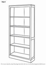 Shelf Draw Book Drawing Step Sketch Furniture Stand Bookshelf Bookcase Drawingtutorials101 Empty Diy Template Tutorial Bedroom Sketches Coloring Perspective sketch template